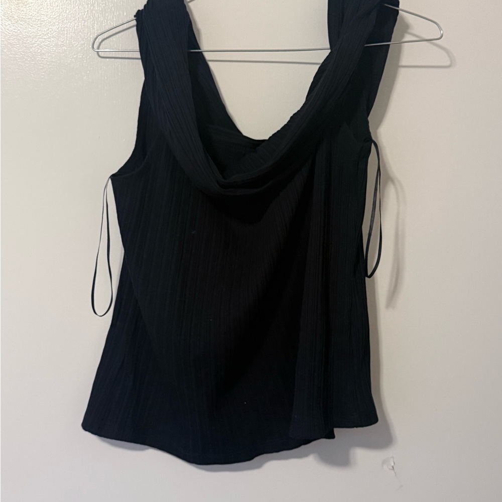 Madewell Black Asymmetrical Backless Tank Top
